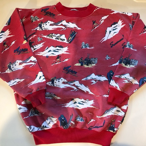 Cambridge Dry Goods Tops - Vintage red ski sweatshirt - S -Cambridge DryGoods